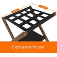 thumbnail image 6 of Linqz Folding Luggage Rack with Storage Shelf, 5 Nylon Straps Suitcase Stand for Guest Room Bedroom Hotel, Walnut, 6 of 10
