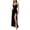 Black, variant on Women's Sexy Backless Satin Maxi Dress V-Neck High Split Spaghetti Strap Graduation Dress