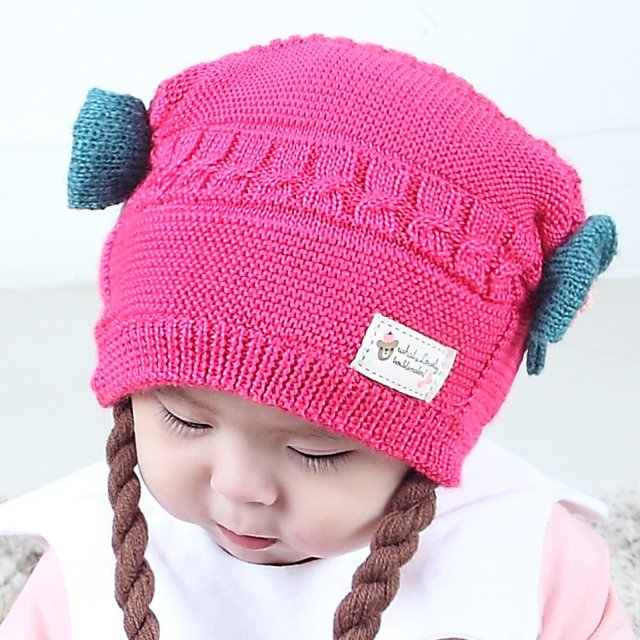 Gorro de bebé, gorro de punto trenzado de invierno, gorro para niños, gorro de invierno grueso con forma de bola de masa