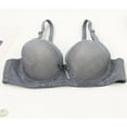 thumbnail image 3 of Fatuov Lace Wire Bras for Women Solid Color Comfort T-Shirt Bra for Outdoor, Push Up Full Coverage Supportive Lightly Lined Bra 44C, Silver, 3 of 4