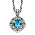 thumbnail image 5 of Auriga Fine Jewelry 925 Sterling Silver with 14K Accent Antiqued Cushion Blue Topaz Necklace for Women 18", 5 of 6