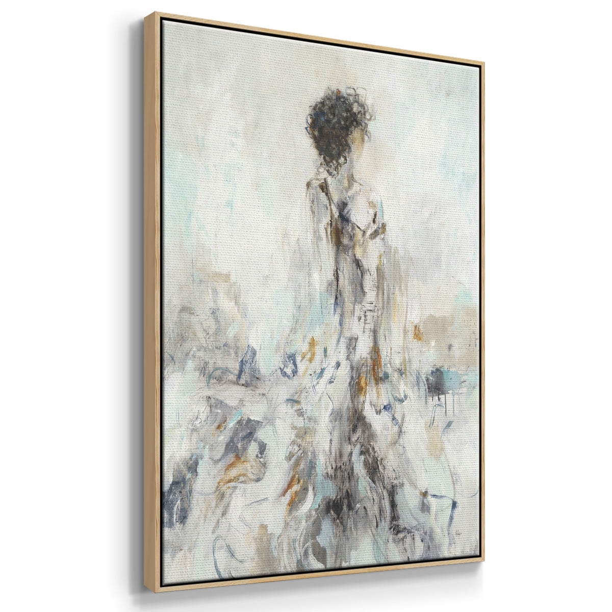 Romantic Reflection II Framed Premium Gallery Wrapped Canvas - Ready to Hang - 17 x 25 - Natural Wood Floating Frame