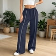 thumbnail image 7 of Wide Leg Pants For Women Elastic Waist Loose Fit Track Pants Fall Casual Workout Streetwear Trendy Sweatpants With Pockets, 7 of 7