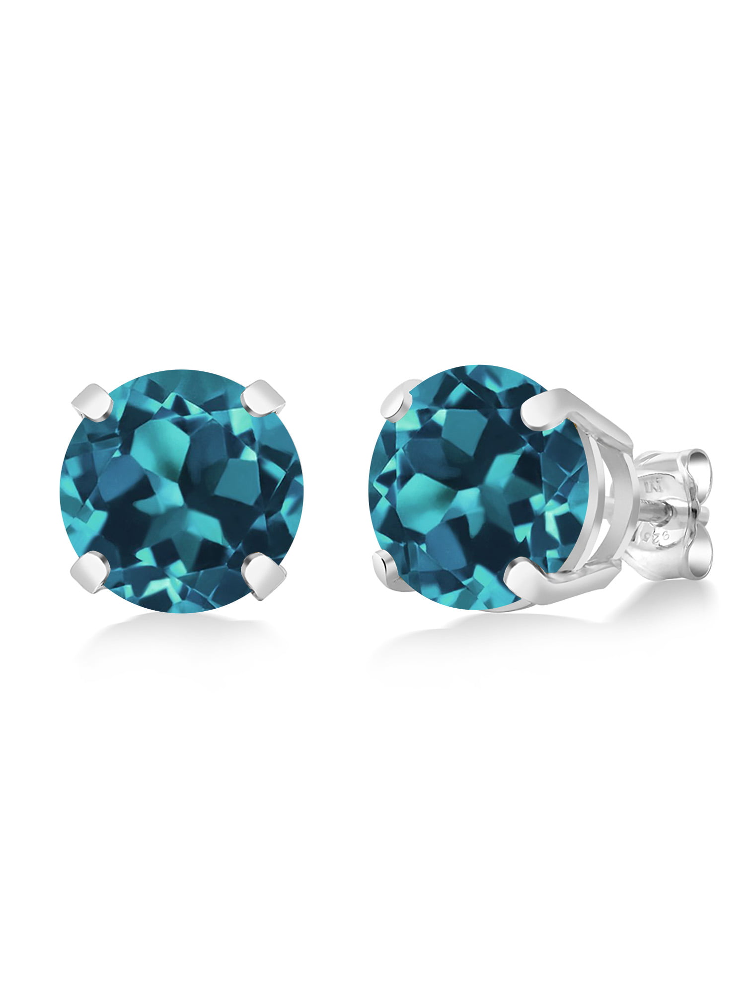 Details about   London Blue Topaz Sterling Silver Empress Stud Earrings 1.50 Carats Total