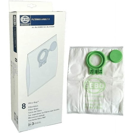 Sebo Airbelt Series D1, D4, D4 Premium Canister Vacuum Filter Bags 8 Pk Genuine Part # 8120AM, 8120ER