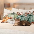 thumbnail image 3 of Orange Green Pumpkins Fall Outdoor Waterproof Pillow Covers, Thanksgiving Floral Botanical Rustic Decorative Rectangle Throw Pillowcase Sofa Cushion Sham for Patio/Couch/Chair, 20"x12" 2 Pack, 3 of 8