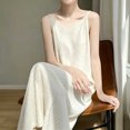 thumbnail image 4 of Ohufall Sleeveless Nightgown for Women Solid Color Loose Camisole Pajamas Dress for Home Comfortable Long Sleep Dress, 4 of 5