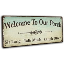 Welcome to Our Porch Decor decorations outdoor, Back Porch Sign outside Vintage Metal Welcome sign Backyard Wall Decor Accessories 16x6 Inches