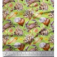 thumbnail image 1 of Soimoi Green Viscose Chiffon Fabric Crab,Shell & Coral Ocean Print Fabric by Yard 42 Inch Wide, 1 of 1