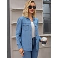 thumbnail image 7 of DARING DIVA Women's Long Sleeve Button Down Shirts Jackets with Pocket M Blue, 7 of 7