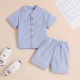 thumbnail image 2 of Preemie Clothes Boys Toddler Baby Boys Summer Short Sleeve Polo Shirts Set 2-Piece Striped Outfits Toddler Summer Outfits Blue 4-5 Years, 2 of 9