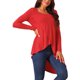 thumbnail image 4 of INSPIRAR CHIC Blusas Casuales de Manga Larga con Dobladillo Irregular para Mujeres, Color Rojo, Talla M, 4 of 5