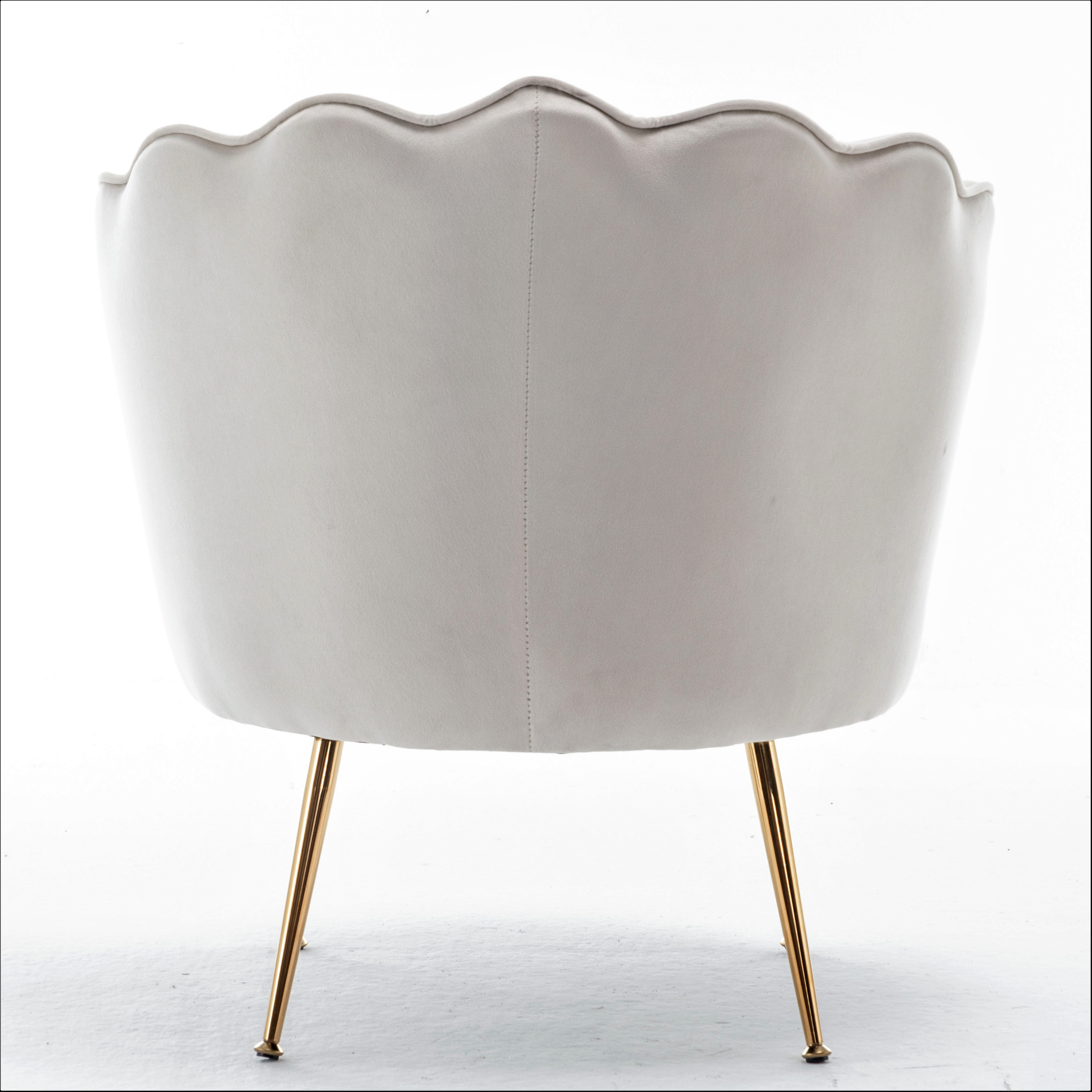 Uspridefurniture Cavett 28.3" Wide Velvet Barrel Chair with Gold Metal Legs, Ivory