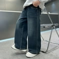 thumbnail image 2 of CPNG Spring Autumn Trendy Jeans for Boys Teen Boys Casual Baggy Denim Pants Elastic High Waist Denim Trousers(Blue,13-14 Years), 2 of 5