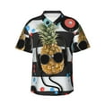 thumbnail image 2 of Yiaed Pineapple With Black Glasses Print Hawaiian Shirt for Men Short Sleeve Button Down Shirts Beach Shirts for Men-Small, 2 of 5