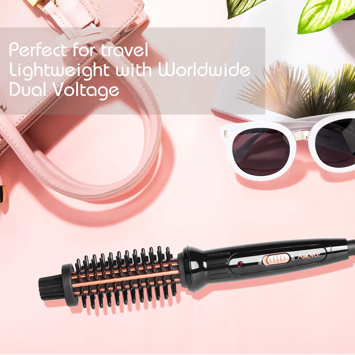 AmoVee 1 Inch Curling Iron Brush Ceramic Tourmaline Ionic Hair Curling Wand Volumizing Hot Brush with Barrel Anti Scald Bristles for Long Hair Types Dual Voltage Instant Heat Auto Off Walmart