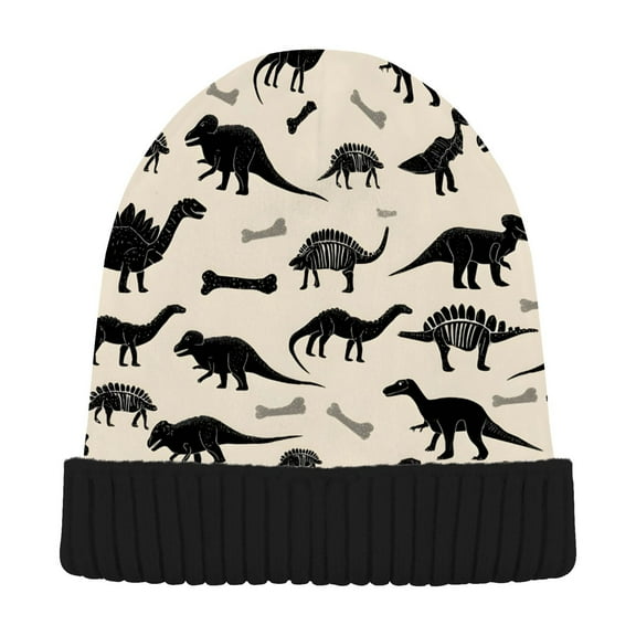 joogoo Retro Dinosaurs Beanie Hats Cuffed Winter Warm Knit Thick Beanies