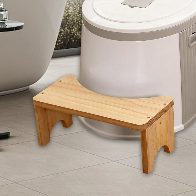 BELOVING Toilet Stool Assistance Footrest Bathroom Step Stool for Adults Elderly Kids Wood