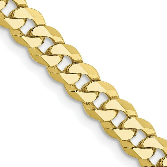 Auriga Fine Jewelry 10K Yellow Gold 4.75 mm Flat Beveled Curb Chain Necklace for Women 18"