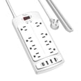 thumbnail image 1 of Protector contra sobretensiones Nuetsa, 8 salidas y 4 puertos USB, color blanco, 1 of 7