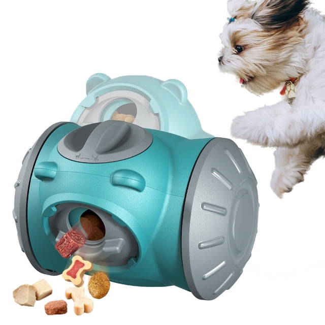 Juguetes dispensadores de rompecabezas para perros medianos pequeños, juguetes interactivos de persecución, alimentador lento, alternativa perfecta al perro de alimentación lenta (azul)