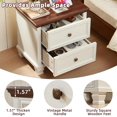 thumbnail image 5 of Farmhouse Nightstand Set of 2, Rustic Low Nightstands with 2 Drawers & Charging Station, Vintage Night Stands with 4 Square Solid Wood Legs, Small Dresser for Bedroom, Home, White, 5 of 16