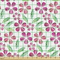 thumbnail image 2 of Floral Fabric by the Yard Upholstery, Mosaic Designed Flower Petals and Leaves, Decorative Fabric for DIY and Home Accents, Magenta White Jade Green by Ambesonne, 2 of 5