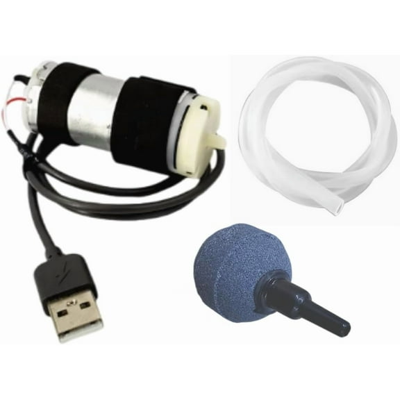 CONQUERALL Portable USB port DC 6V 370 air pump outlet stone hose set for fish tank, aquarium, oxygenation tank