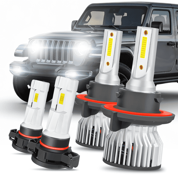 For Jeep Gladiator 2020 2021 2022 6000k 9008 LED White Headlight hi/low 5202 Fog Light Bulb Kit