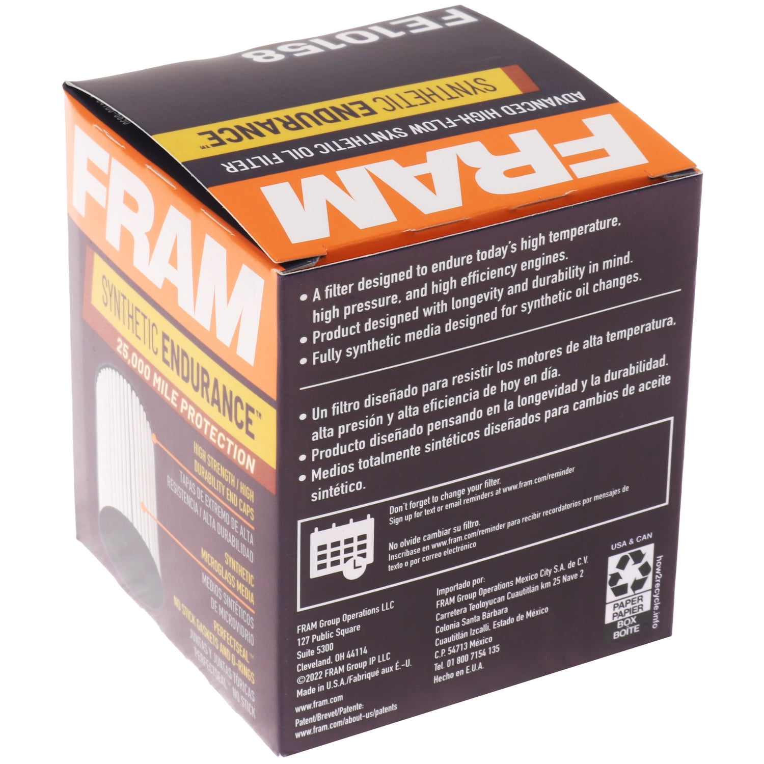 (3 pack) FRAM Synthetic Endurance Premium Oil Filter, FE10158, 25K mile Replacement Filter for Select Lexus and Toyota Vehicles