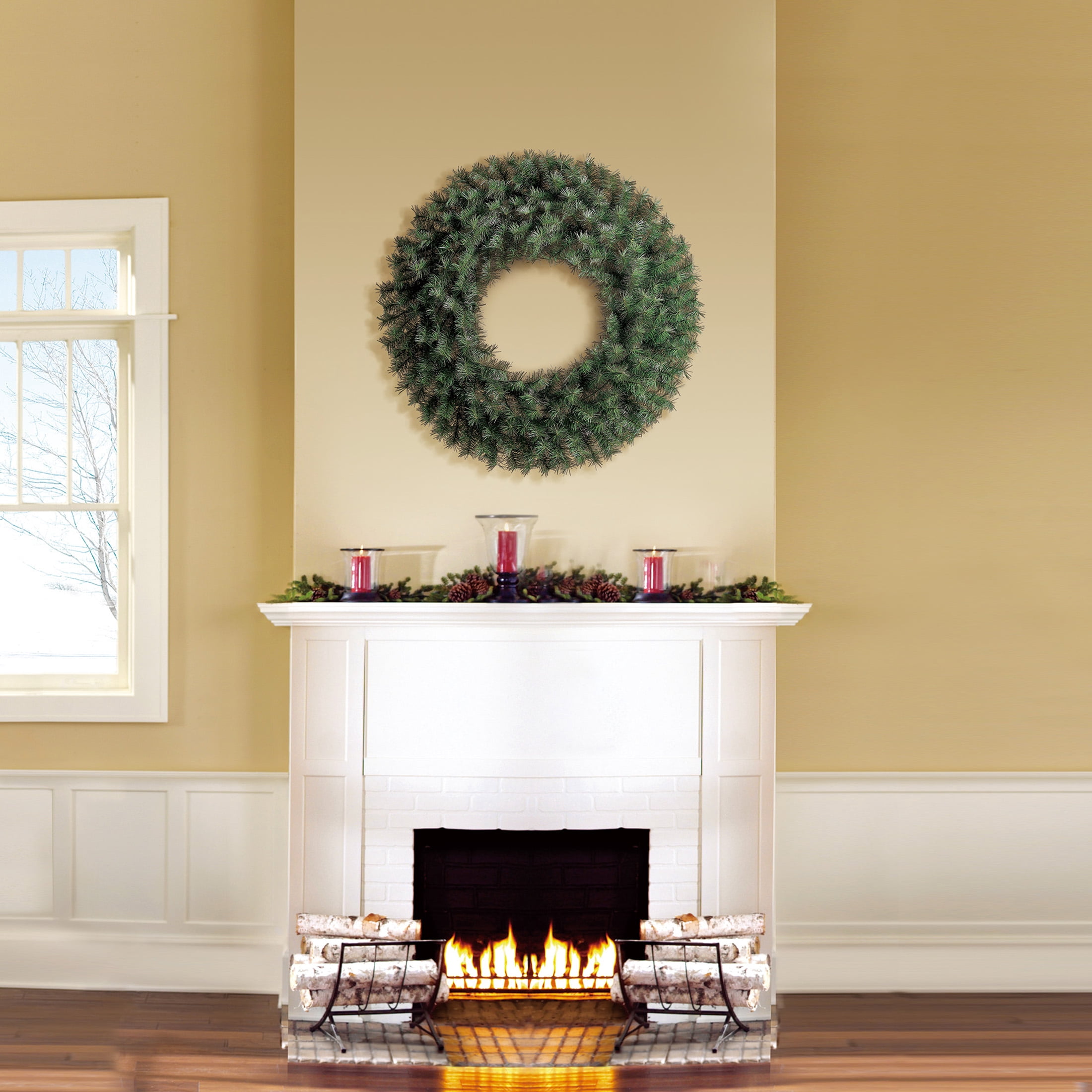 Basic Nonlit Green Artificial Christmas Wreath, 36", by Holiday Time (Green)