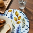 thumbnail image 3 of Blue Yellow Leaves Round 15 Inch Placemats Set of 8, Spring Botanical Leaf Farmhouse Watercolor HeatResistant Non Slip Place Mats for Dining Table, Wipeable Kitchen Table Mats for Housewarming, 3 of 9