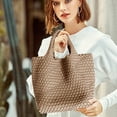 thumbnail image 7 of Straw Bag for Women, Vegan Leather Woven Tote Large Beach Handbag Retro Handmade Shoulder Bag, 7 of 7