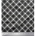 thumbnail image 1 of Soimoi Gray Japan Crepe Satin Fabric Diagonal Check Fabric Prints By Yard 42 Inch Wide, 1 of 3