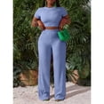 thumbnail image 4 of AURA Womens Plus Size Two Piece Outfit Wrinkled Strap Top and Pants Set Casual Summer Bigsize Matching Set, 4 of 6