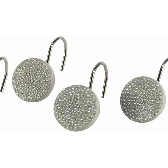 Dotted Elegance Shower Curtain Hooks - Set of 12 Decorative Bathroom Accessories