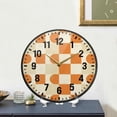thumbnail image 4 of Yayeee Wall Clock Battery Operated 11.9" Silent Quartz Non-Ticking for Living Room Decor, Orange Checkered Pattern, 4 of 8