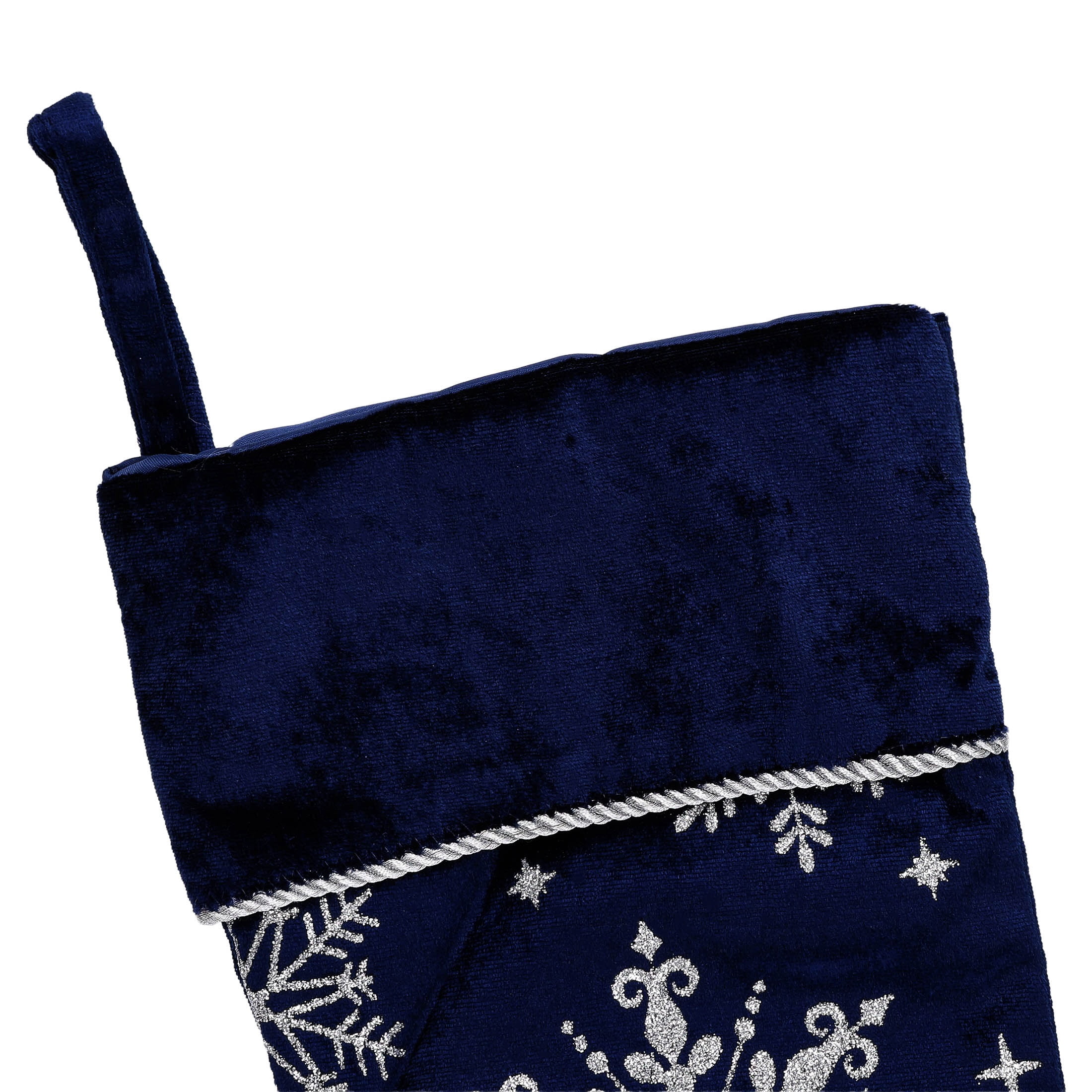 Velvet Snowflake Christmas Stocking, Navy, 18", by Holiday Time