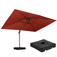 thumbnail image 1 of PURPLE LEAF Parasol de Patio Rectangulaire de Luxe 9 x 12 Pi à Grain de Bois avec Base, Grand Parasol Déporté à Mât Décentré avec Rotation à 360°, Noir Rouge, 1 of 15