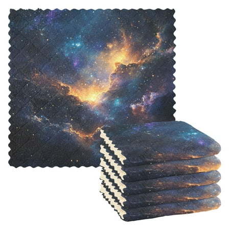 

6 Pieces of Kitchen Towels 11x11Inch Kitchen Dish Cloths Kitchen Dish Towels Reuseable Cleaning Cloths Beautiful Galaxy