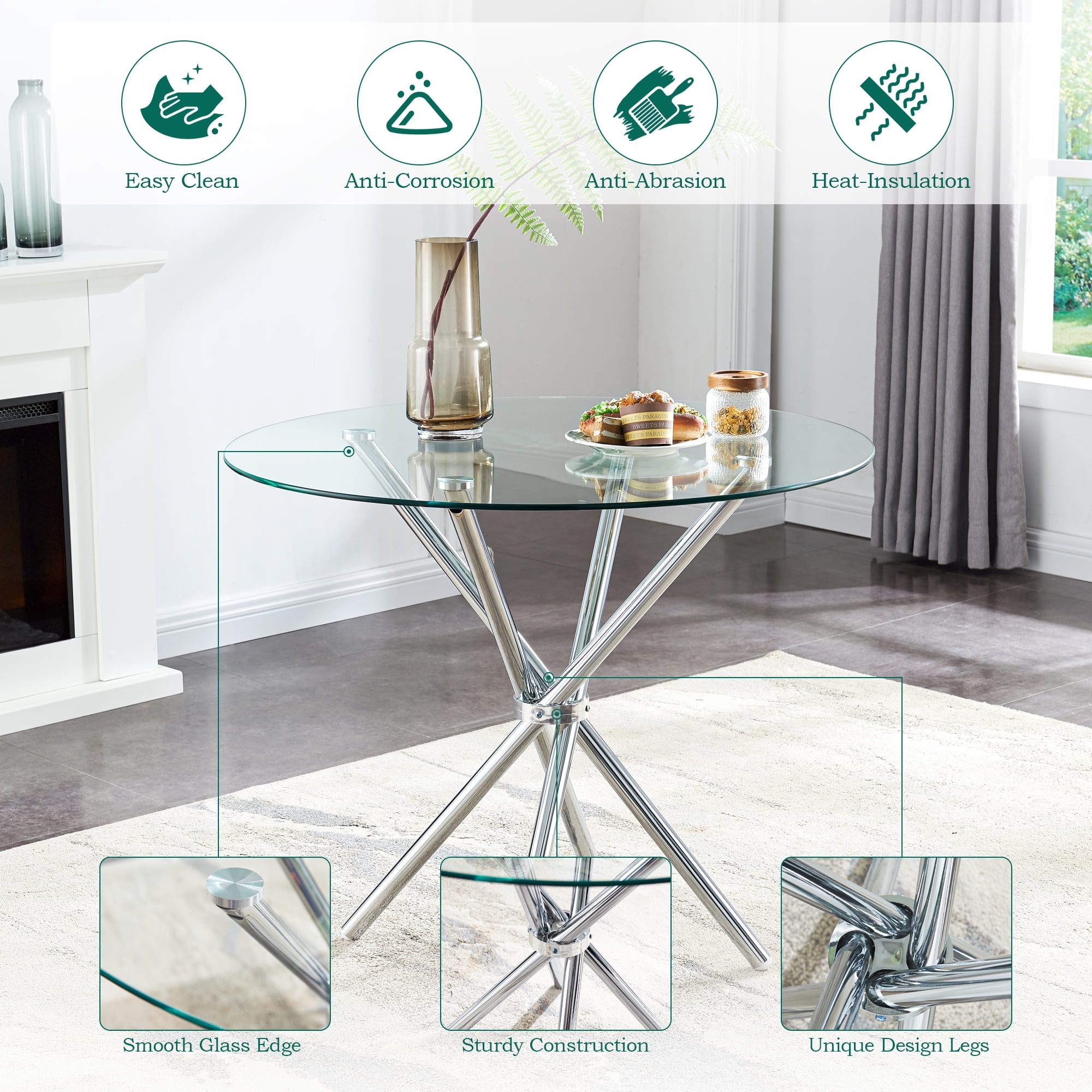 Folding Glass Dining Table