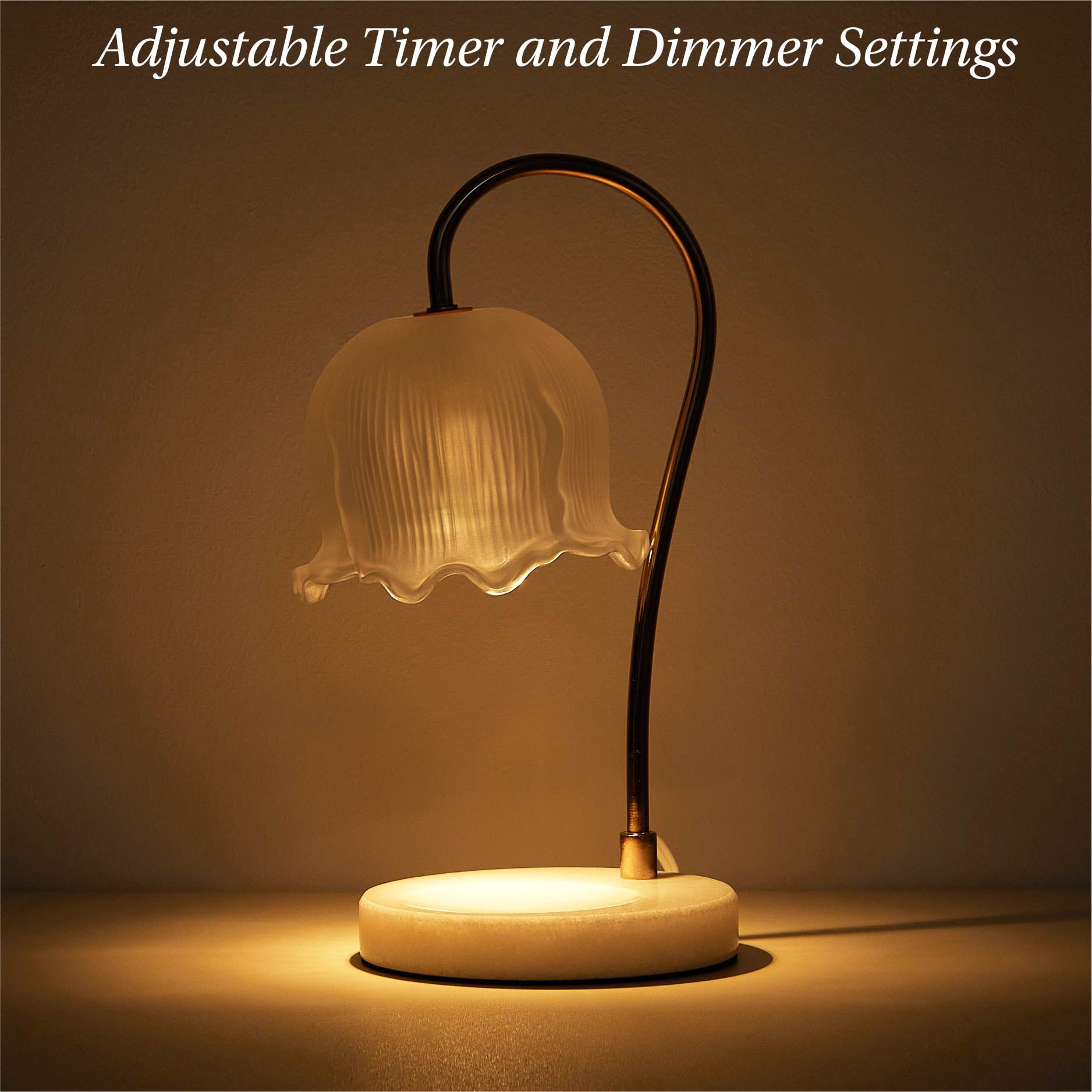 Stylehouse Home Decor Collection Scalloped White Glass Candle Warmer Lamp with Floral Shade
