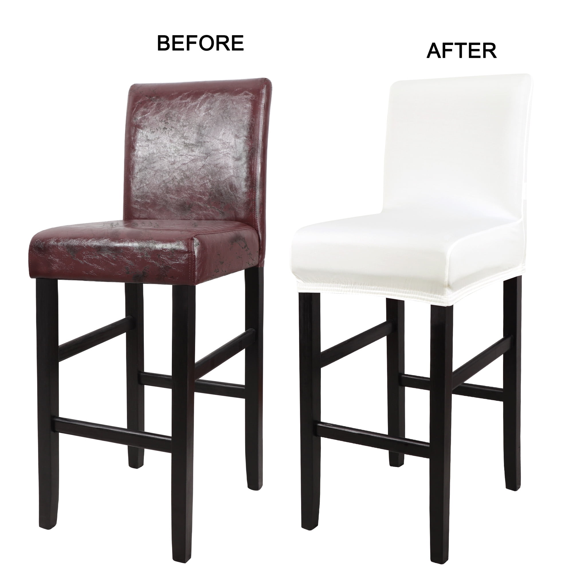 Unique Bargains Bar Stool Covers Counter Height Side Chair Slipcover Snow White 4 Pcs