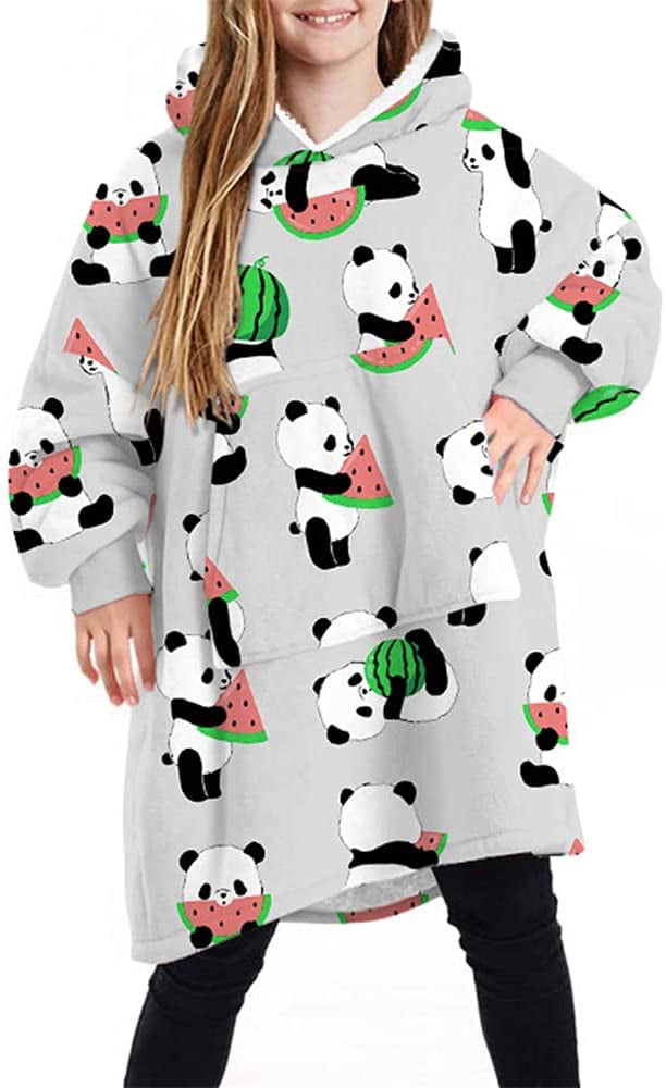 for Children Teens Fluffy Sherpa Fleece Giant Hooded Sweatshirt with Pocket Kids Oversize Blanket Hoodie 
