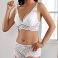 thumbnail image 4 of JSGEK Women Floral Lace Bra and Panty Set Plunge Neckline Adjustable Straps Intimate Lingerie for Bedroom Wear White M, 4 of 6