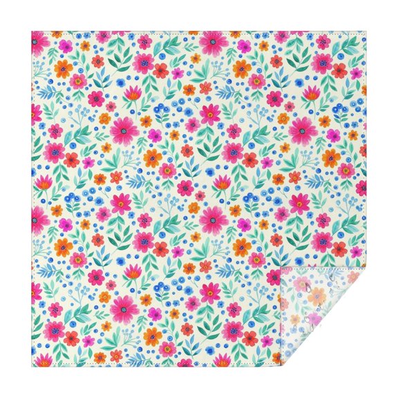 Pioneer Flower Floral Print Pattern Square Tablecloth, Waterproof Wipeable Spillproof Washable Table Cover for Home Kitchen Party and Daily Decor 60"x60"