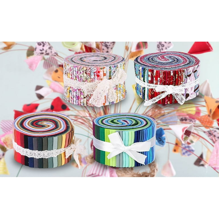 36 Pieces Fabric Strips Roll 2.5 Inch Jelly Fabric Bundles Fabric Quilting  Strips Roll Up Flower Precut Patchwork Strips for Sewing Favors - Burlap