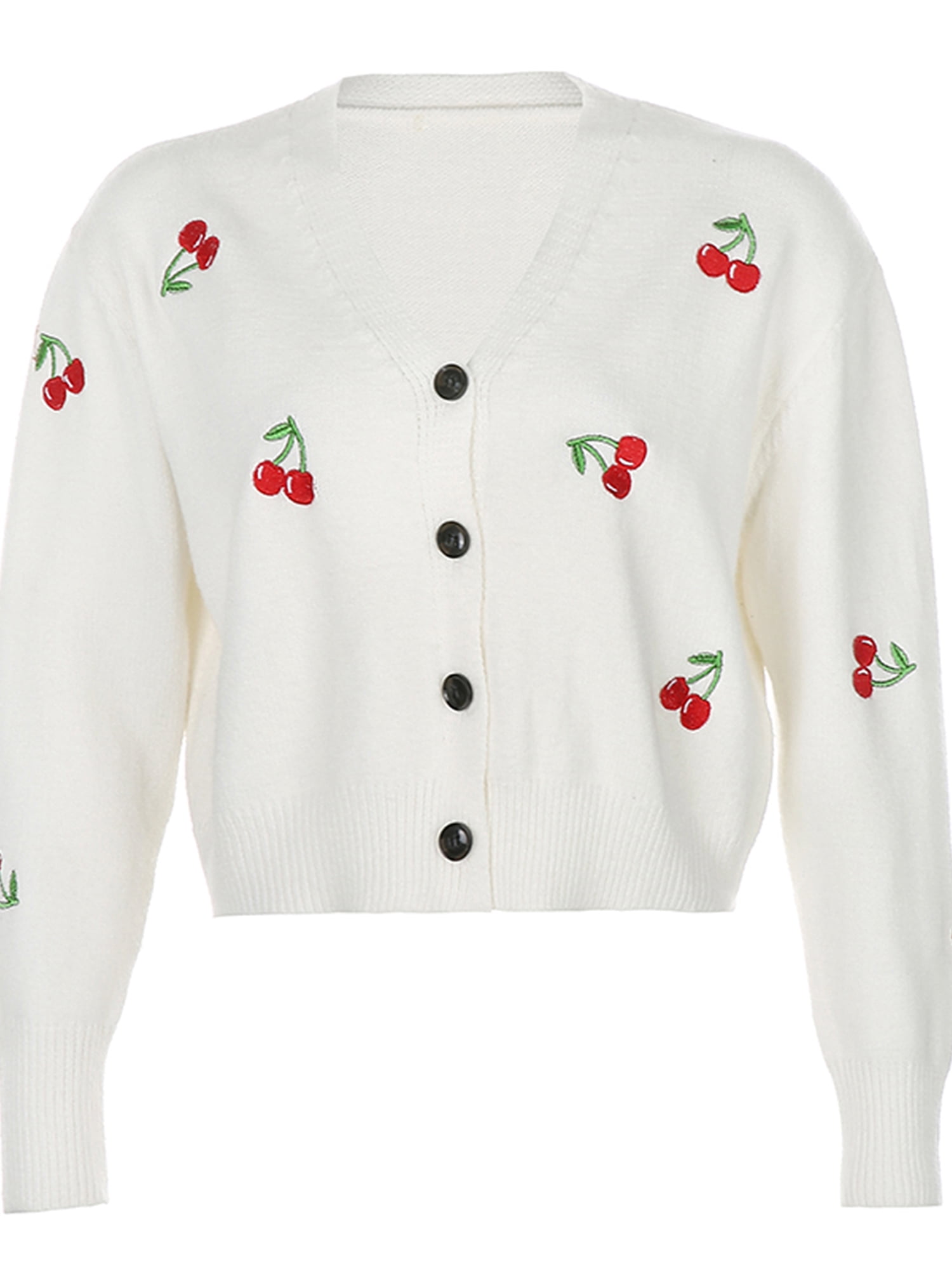 luethbiezx SDD Women Cherry Cardigan Sweater Button Down V Neck Y2K  Knitwear Tops Coat - Walmart.com