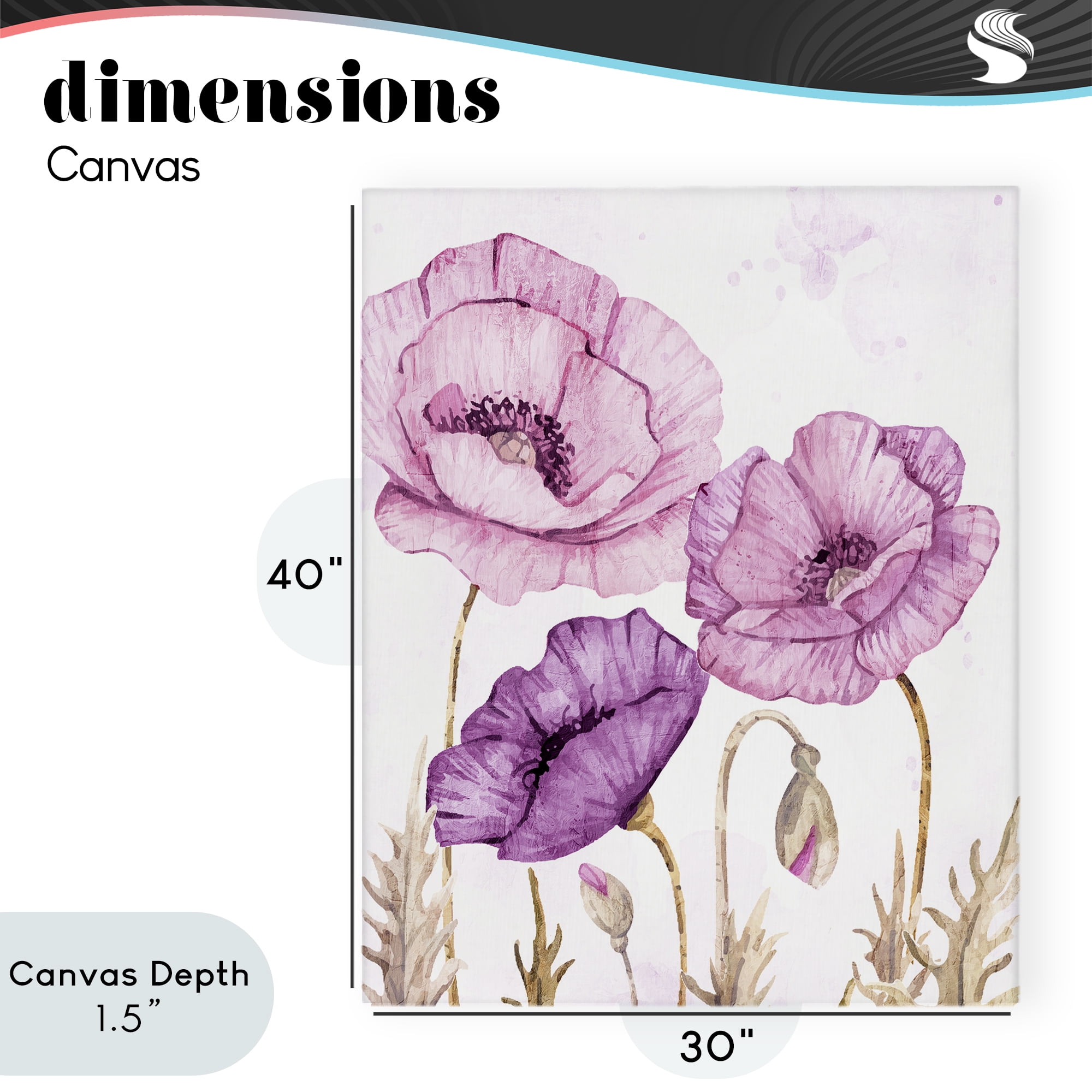 Stupell Industries Bright Purple Poppies Canvas Wall Art, design by Kim Allen
