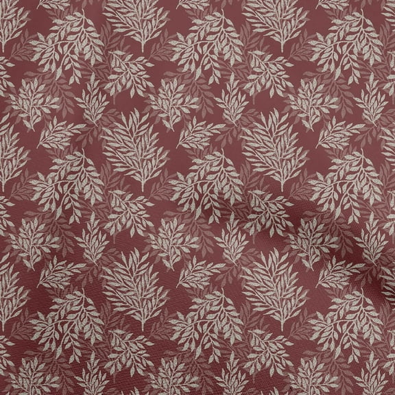 oneOone Silk Tabby Maroon Fabric Boho Decorative Leaf Quilting Supplies Print Sewing Fabric By The Yard 42 Inch Wide
